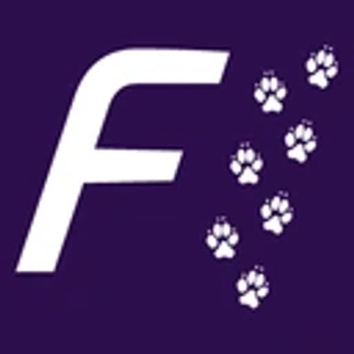 FurTrack white F and paw-print logo on purple
