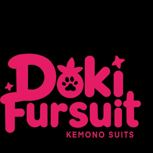 Pink Doki Fursuit wordmark with a paw-print letter and Kemono Suits caption